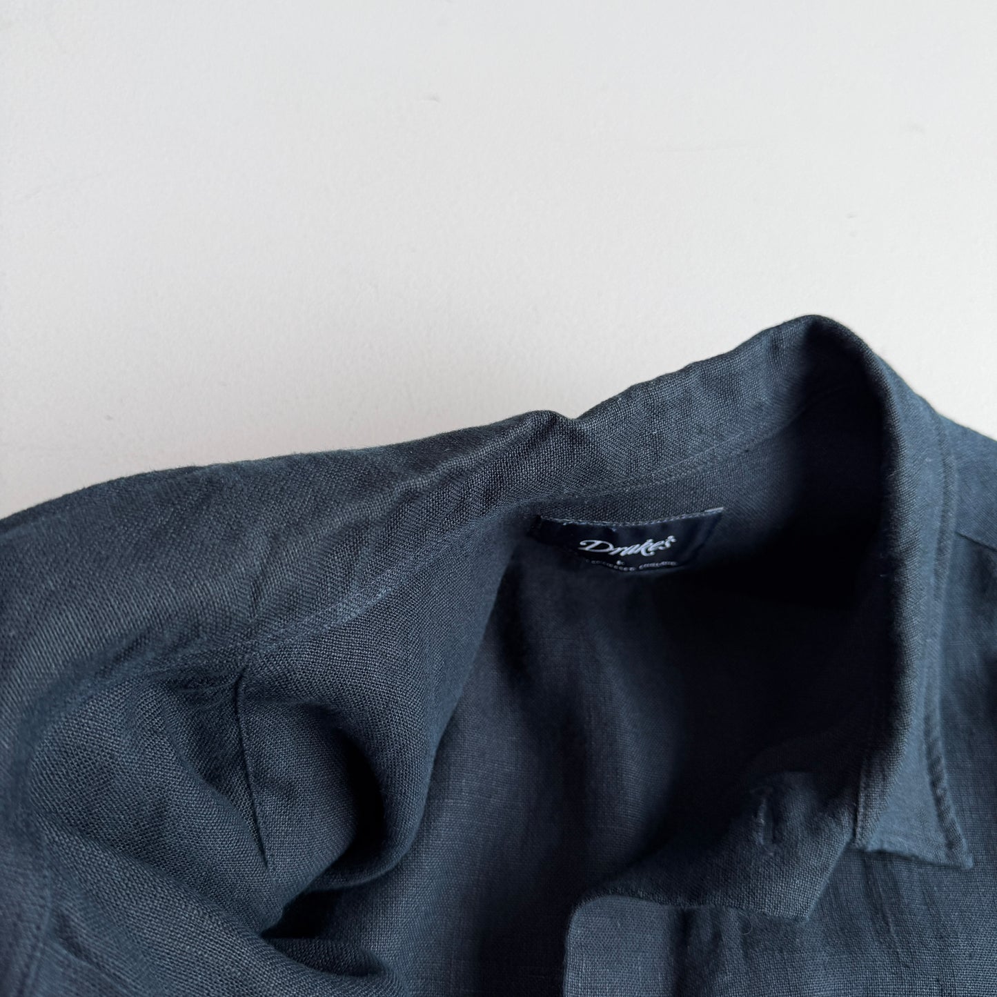 Drake's London (L) Washed Linen Indigo-Dyed Overshirt Jacket