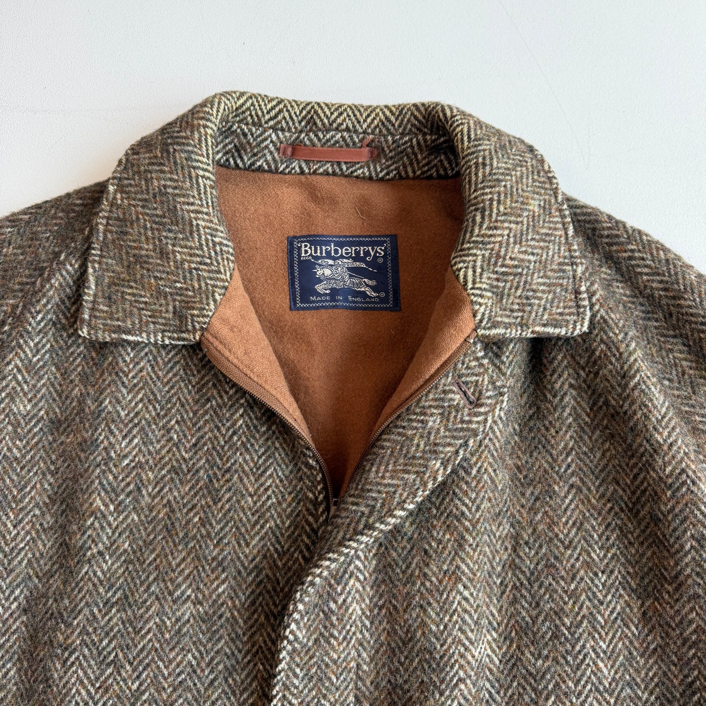 VNTG Burberry (46R) Tweed Wool Raglan Sleeve Brown Jacket