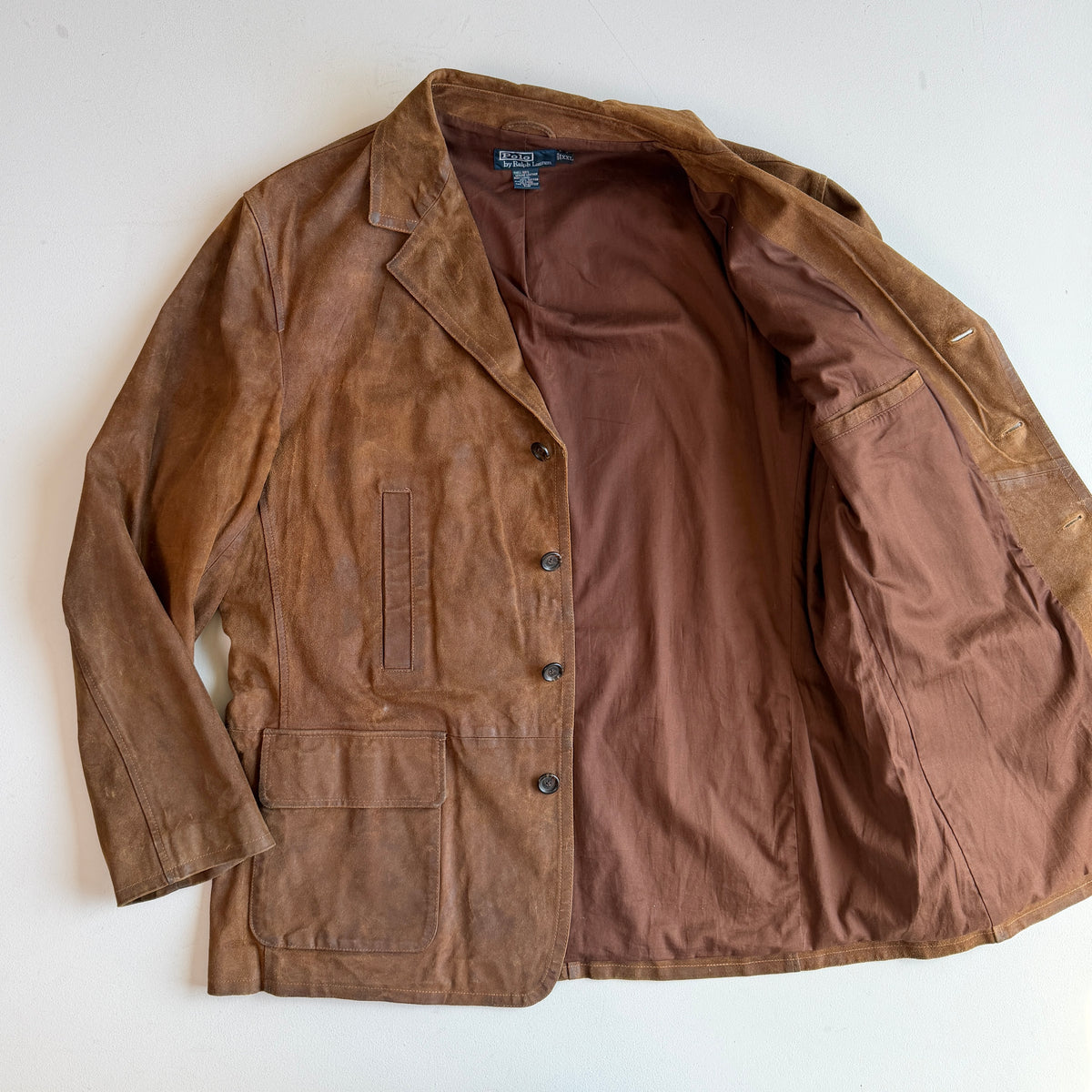 Polo Ralph Lauren (2XL) Leather Suede Half-Norfolk Tawny Field Jacket Coat