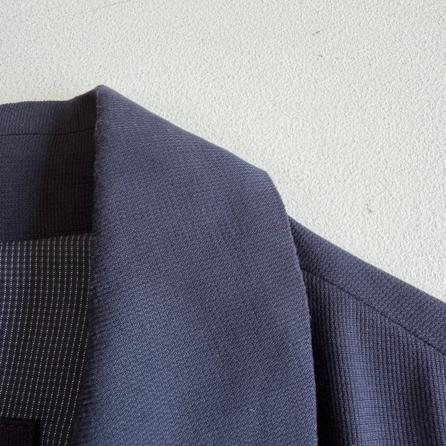 Canali (56 / 46L) 100% Silk Navy Blue Full Zip Tailored Harrington Jacket