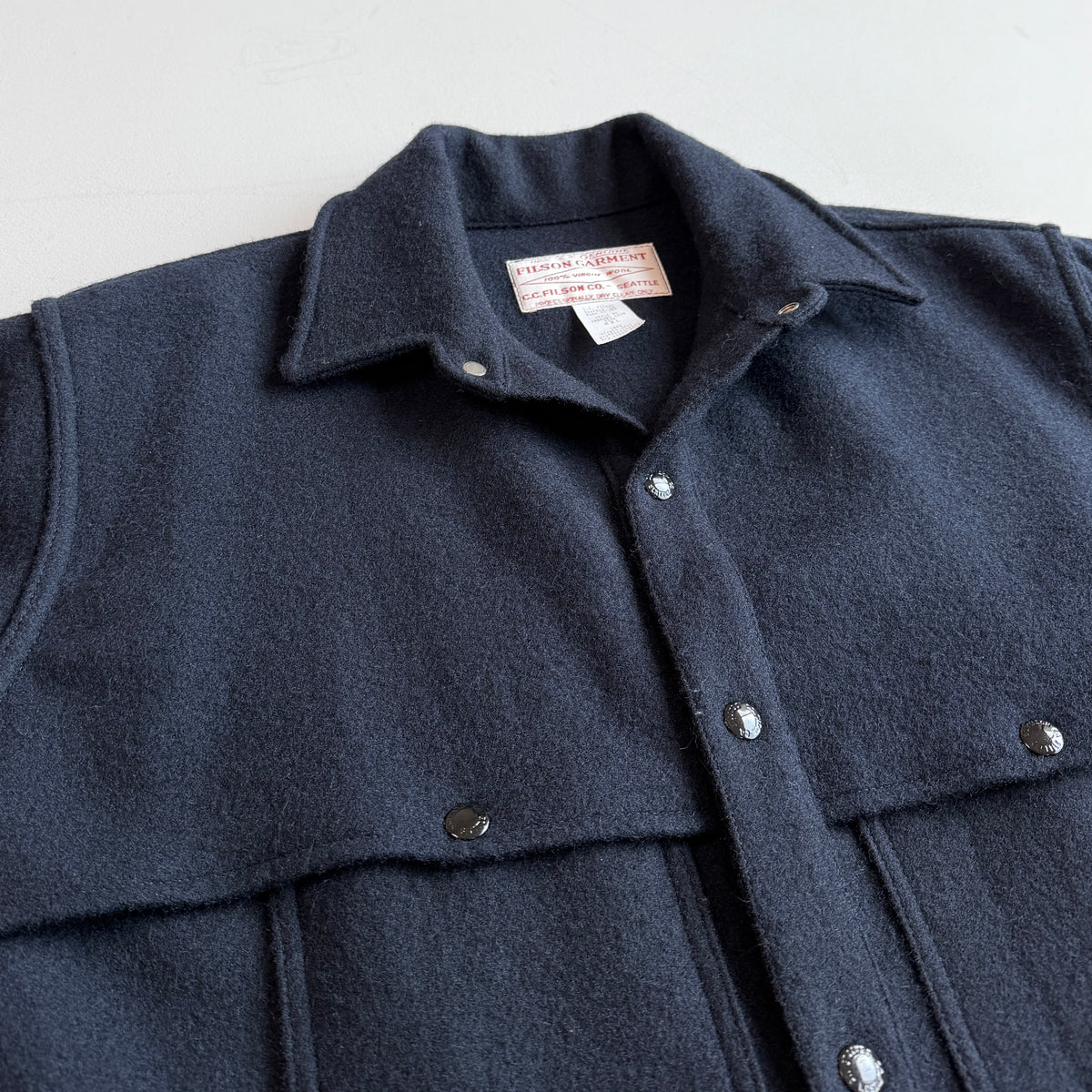MINT! Filson (2XL) Navy Blue Wool Mackinaw Style 95 Cape Coat