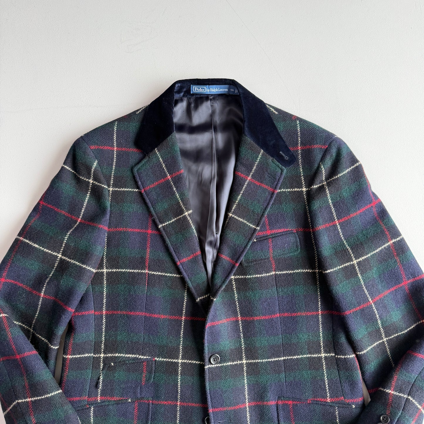 Polo Ralph Lauren (44L) Tartan Velvet Collar Moon Woven Tweed Wool Sport Coat