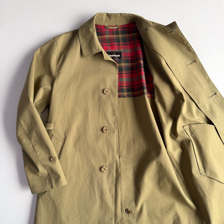 Paul Stuart (L / 42L) Cotton Side-Tab Olive/Khaki Rain Mac Coat
