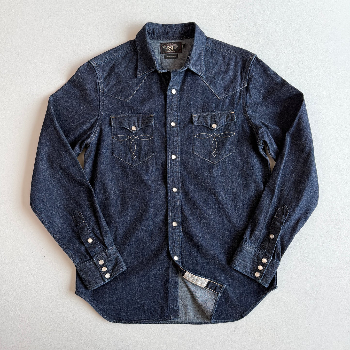 RRL Ralph Lauren (M) Denim Indigo Pearl Snap Western Shirt