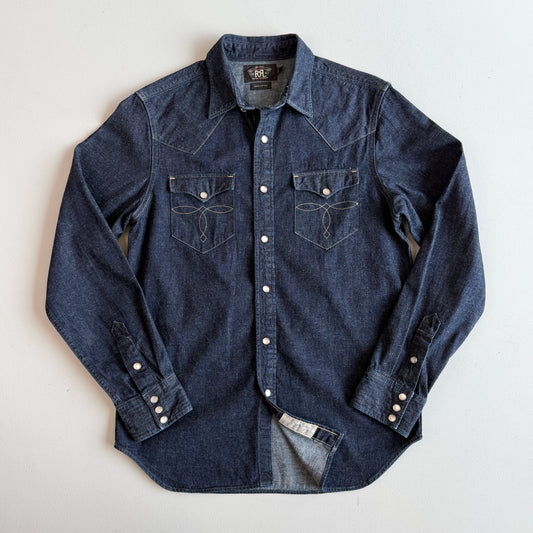 RRL Ralph Lauren (M) Denim Indigo Pearl Snap Western Shirt