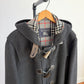 VNTG Burberry (50 /52) Gray Wool/Cashmere Leather Trim Duffle Coat