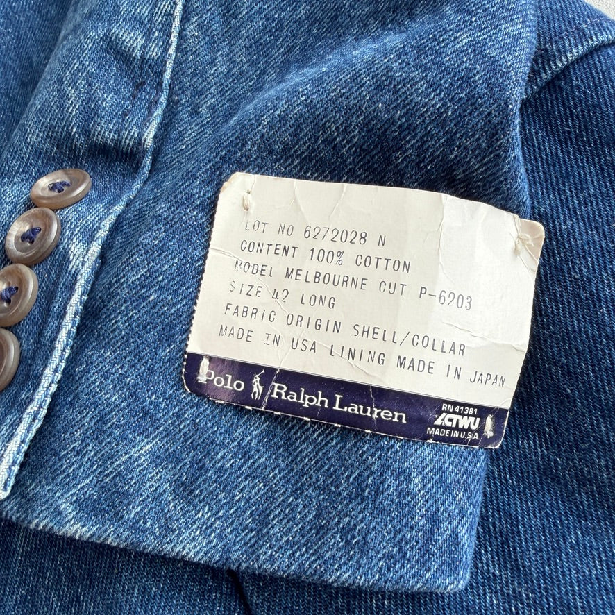 VNTG NWT Polo Ralph Lauren (42L) Indigo Denim Western Plaid Jacket Coat