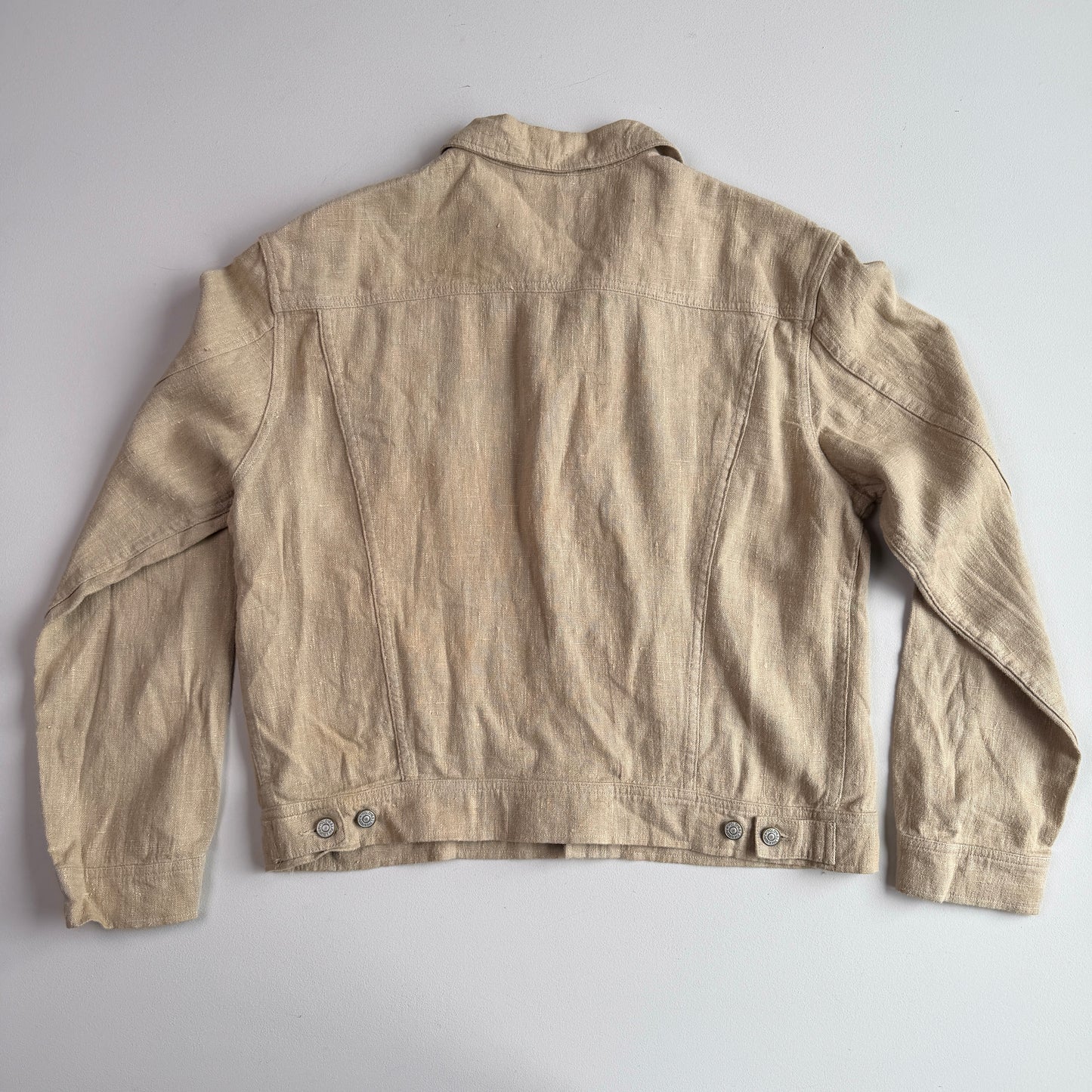 Polo Ralph Lauren (L) 100% Linen Beige Trucker-Style Jacket