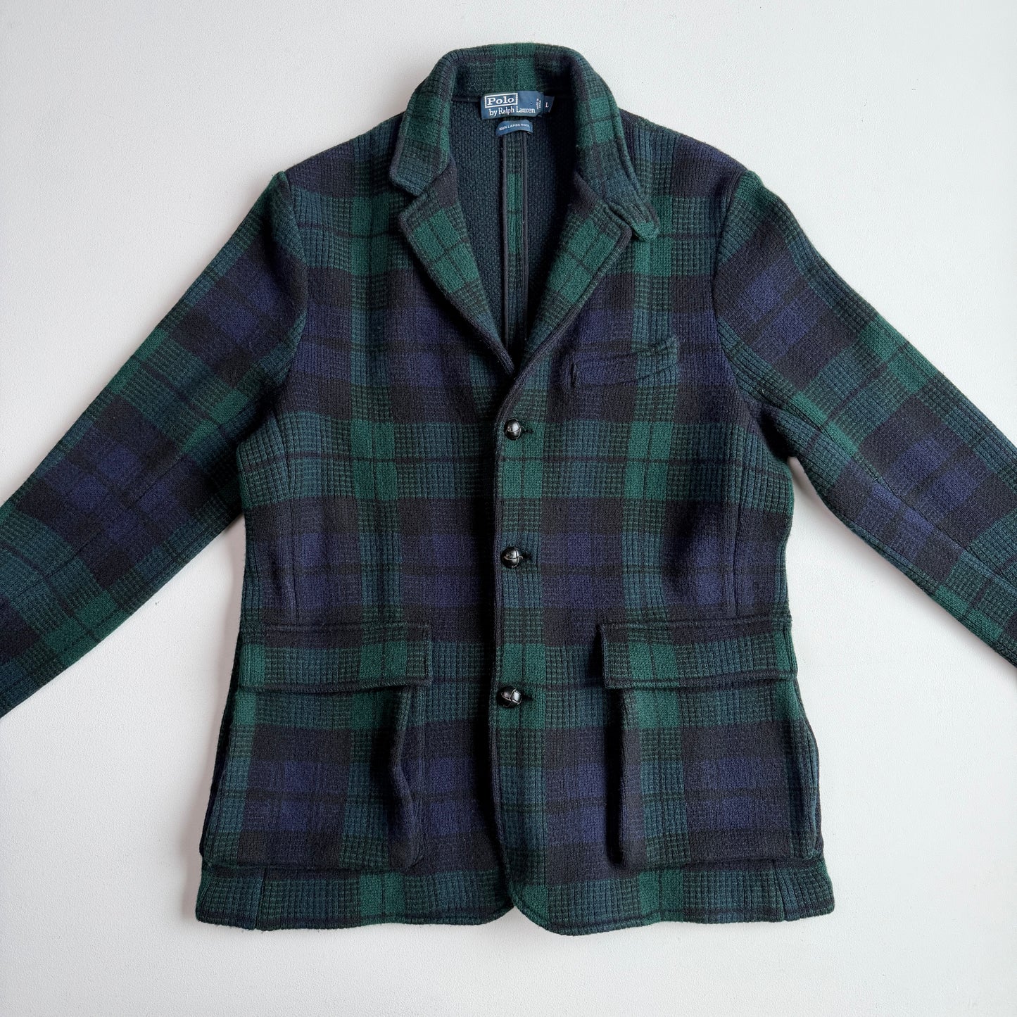 Polo Ralph Lauren (L) Black Watch 100% Wool Knit Sport Coat