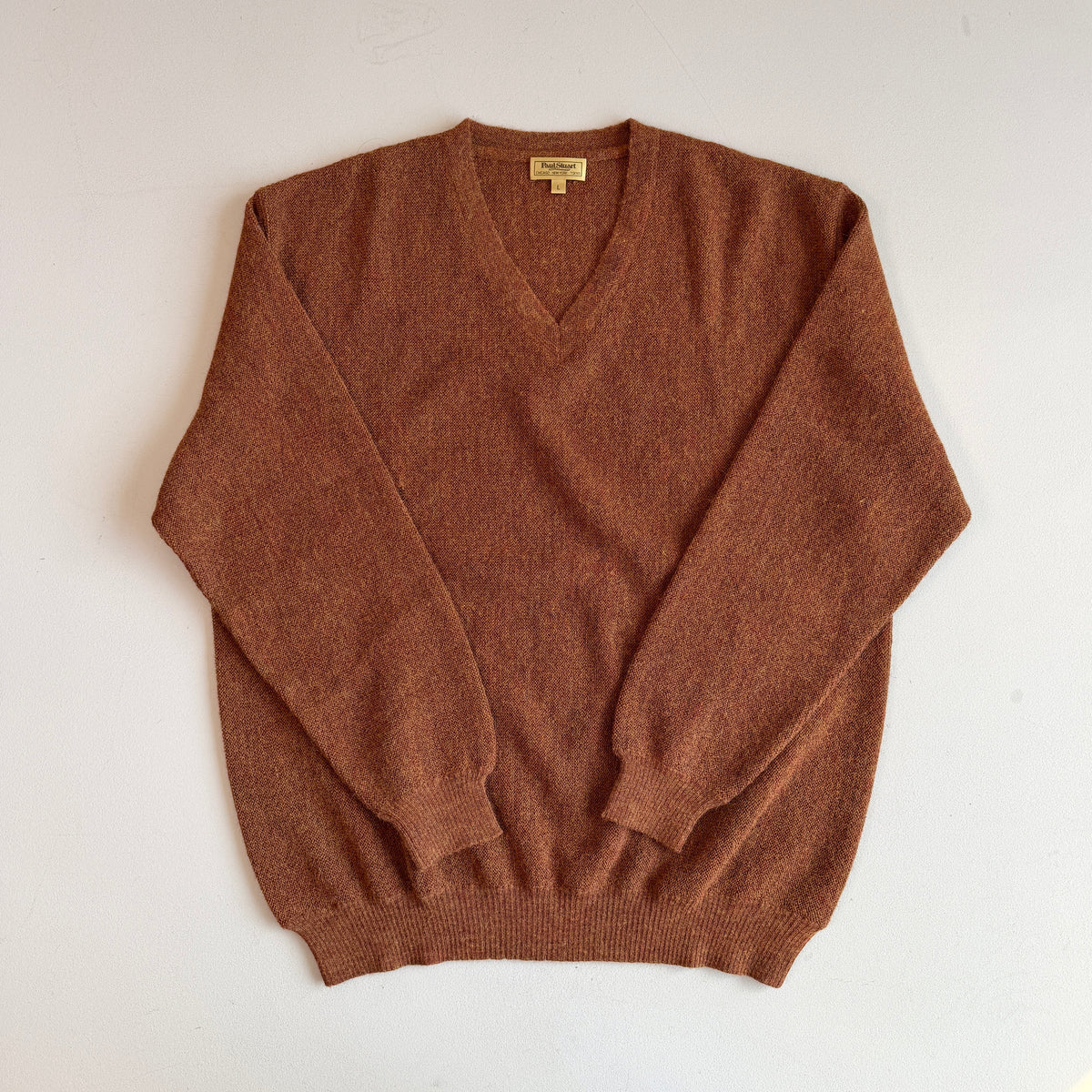 NWT Paul Stuart (L) 100% Alpaca Burnt Orange Rust V-Neck Sweater