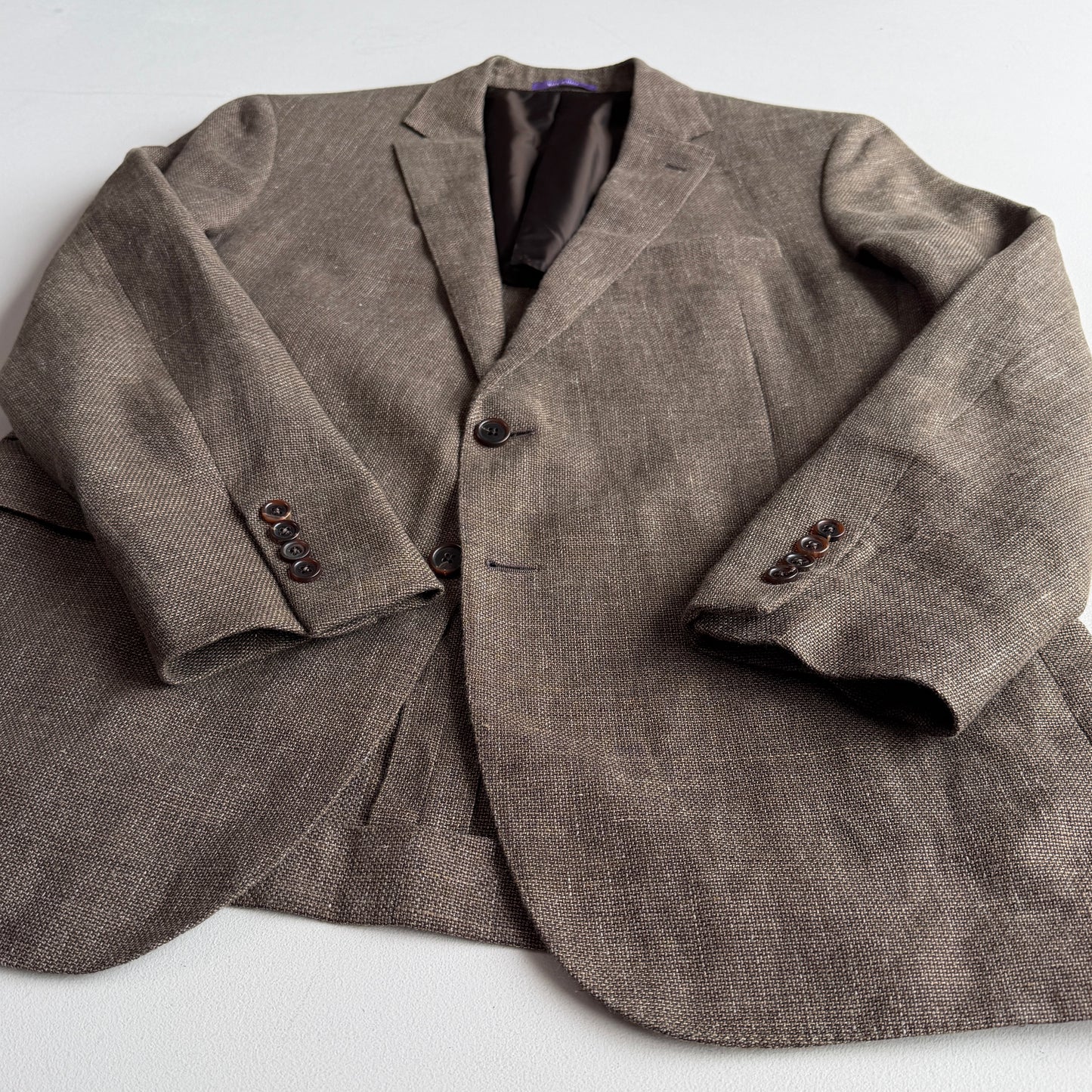 Ralph Lauren Purple Label (42R) Linen/Wool Hopsack Taupe Sport Coat