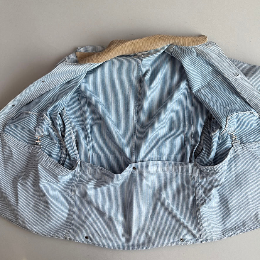 VNTG Polo Ralph Lauren (L) Hickory Stripe Field/Work Cotton Coat
