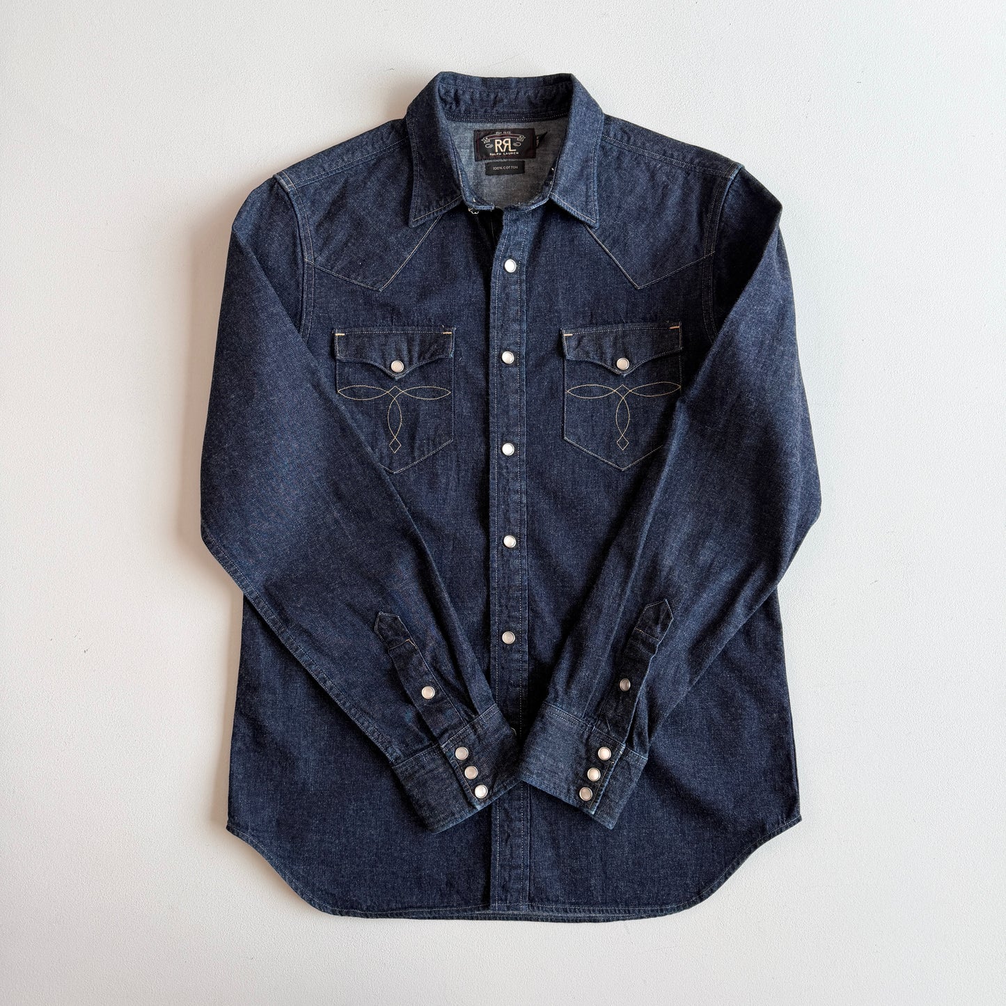 RRL Ralph Lauren (M) Denim Indigo Pearl Snap Western Shirt