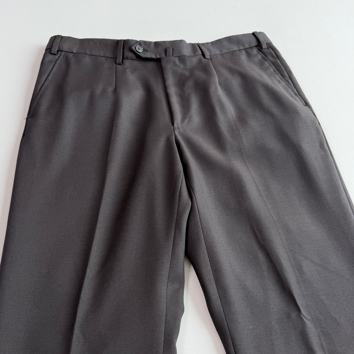 Isaia (36 x34) Dark Brown Wool Hopsack Basketweave Cuffed Pants