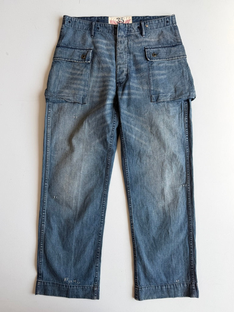 RRL Ralph Lauren (35x32) M-44 Denim Monkey Pants Jeans Marine Corp