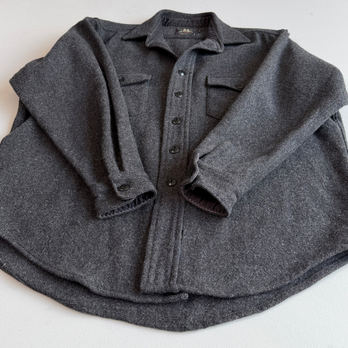 VNTG RRL Ralph Lauren (L) Charcoal Gray Wool Blend Overshirt