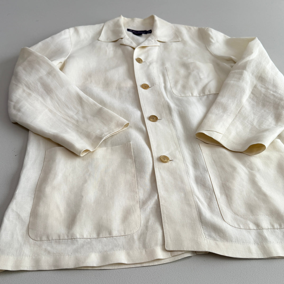 Ralph Lauren Purple Label (M) 100% Linen Ivory Cream Chore Coat Jacket