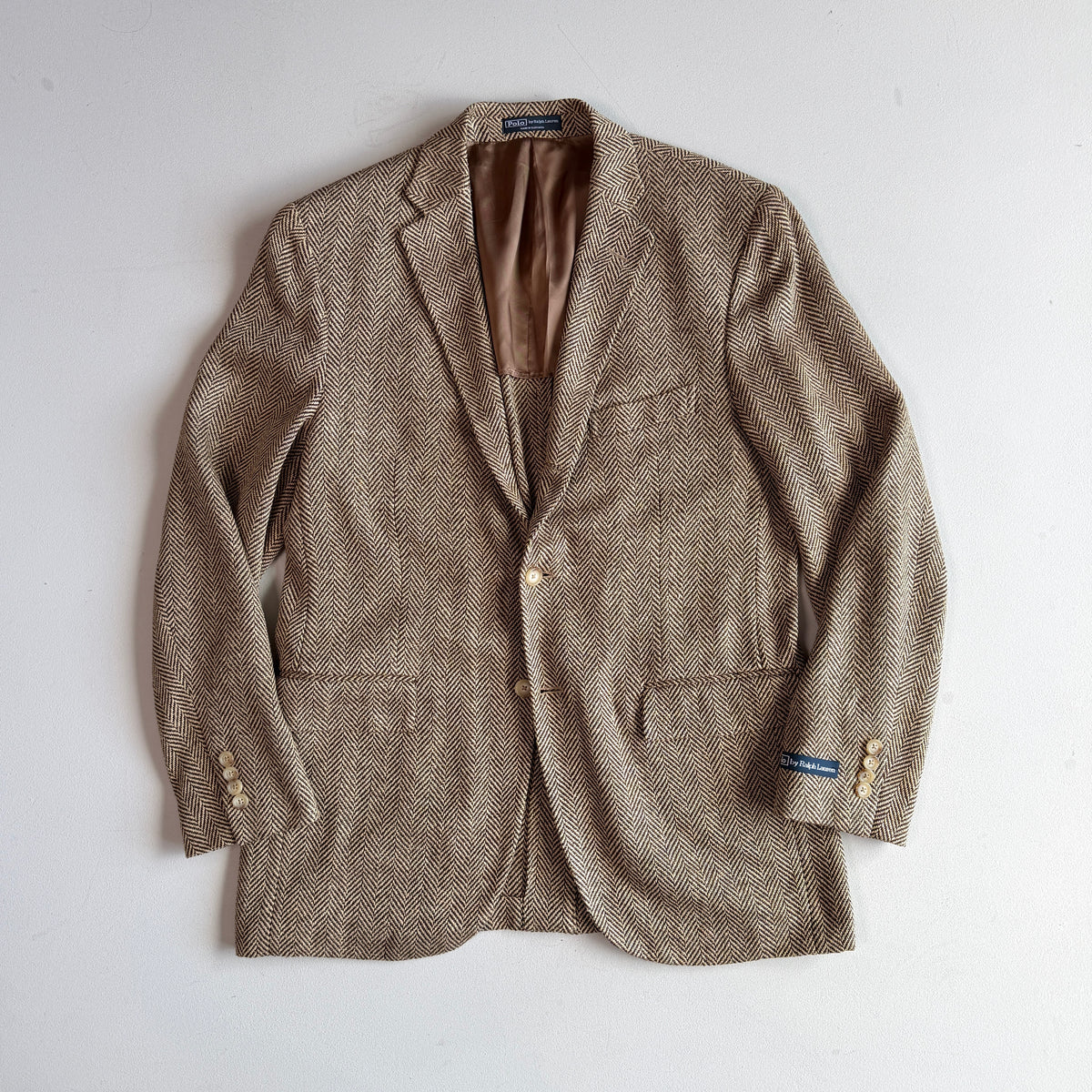 NWOT Polo Ralph Lauren (40R) 100% Silk 3-2 Roll Tweed Herringbone Sport Coat