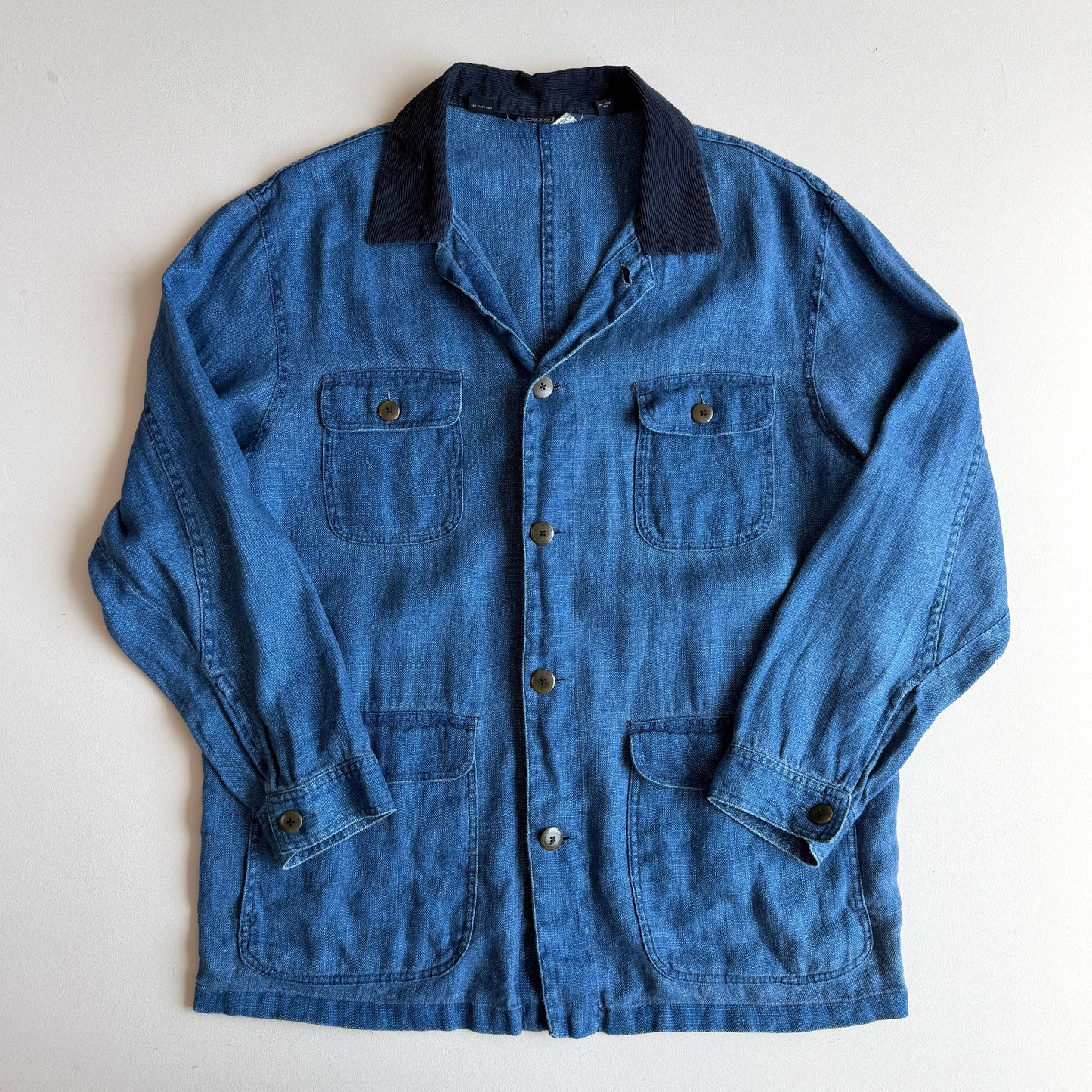 VNTG Polo Ralph Lauren (L) 100% Linen "bleu de travail" Indigo Chore Workwear Coat