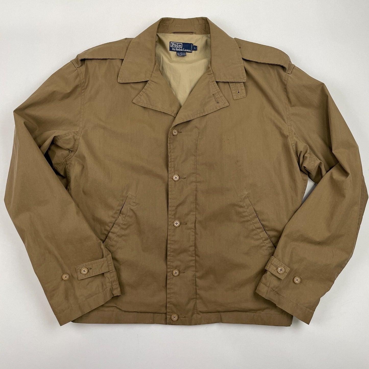 VNTG Polo Ralph Lauren (L/XL) Military WWII Theme Canvas Cotton Half Belt Jacket