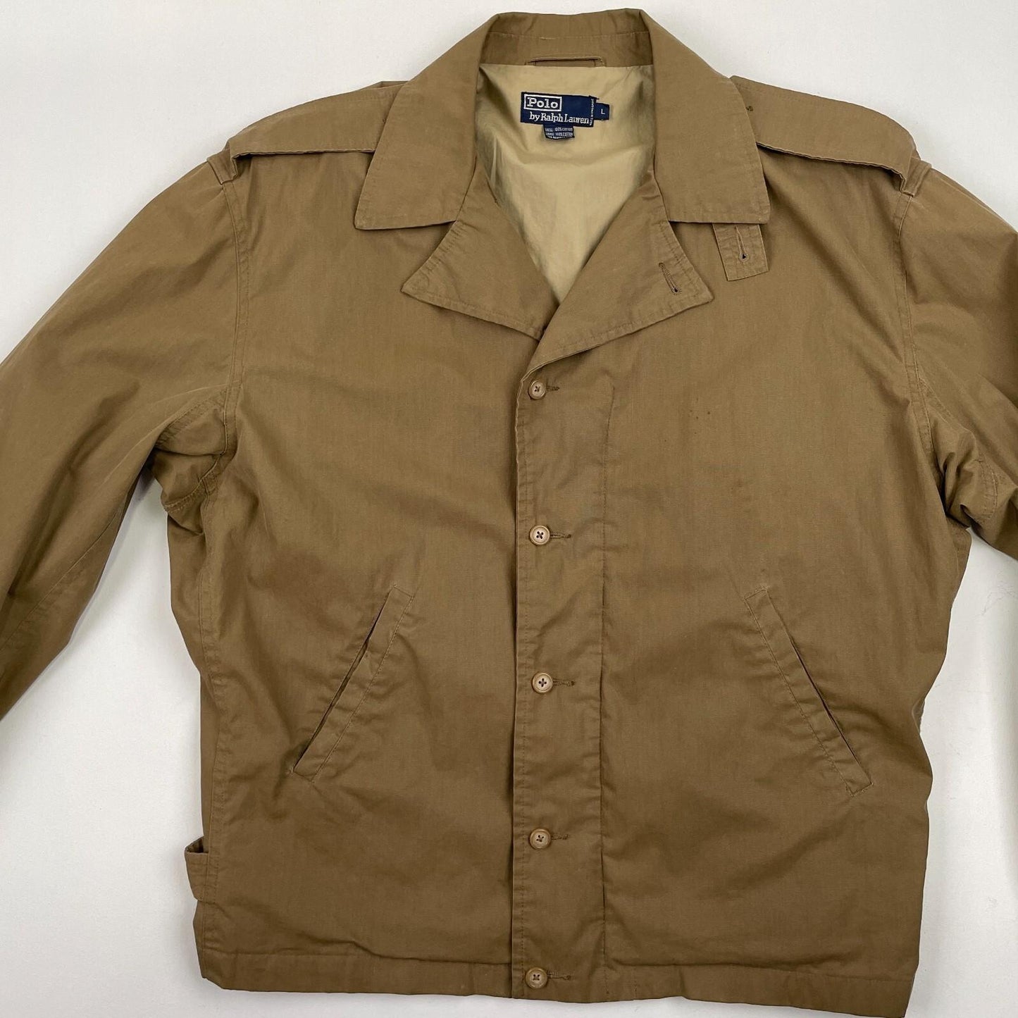VNTG Polo Ralph Lauren (L/XL) Military WWII Theme Canvas Cotton Half Belt Jacket