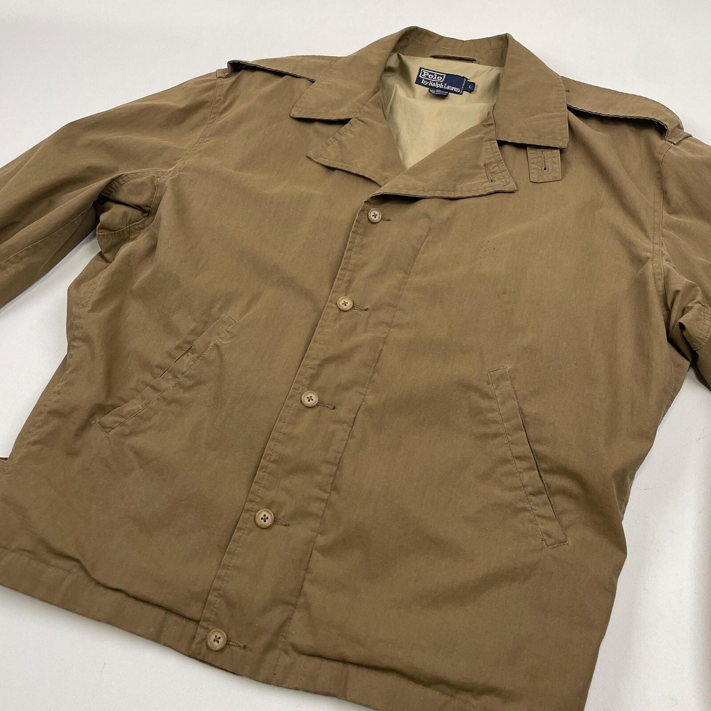 VNTG Polo Ralph Lauren (L/XL) Military WWII Theme Canvas Cotton Half Belt Jacket