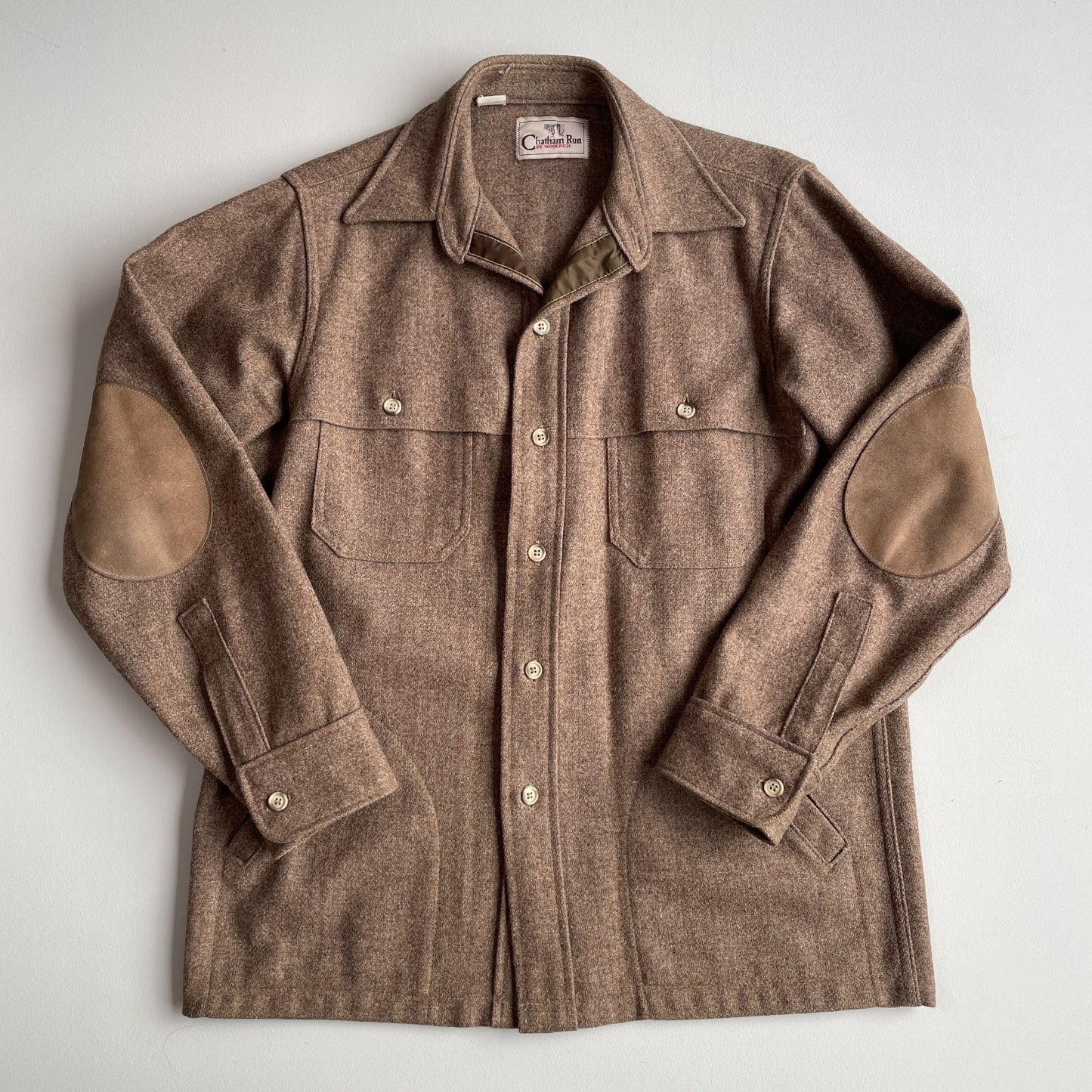 VNTG Woolrich Chatham Run (M) Wool Double Cape Peanut Brown Jac-Shirt