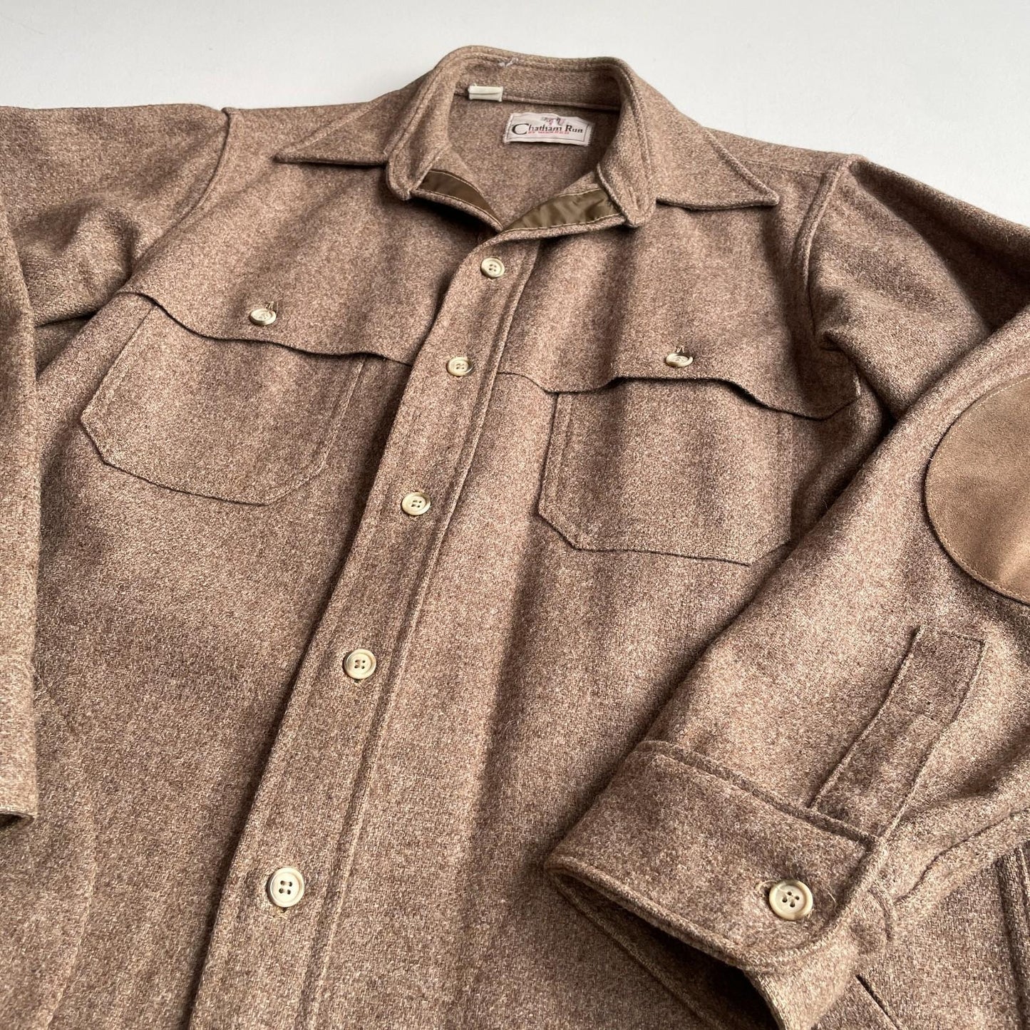VNTG Woolrich Chatham Run (M) Wool Double Cape Peanut Brown Jac-Shirt