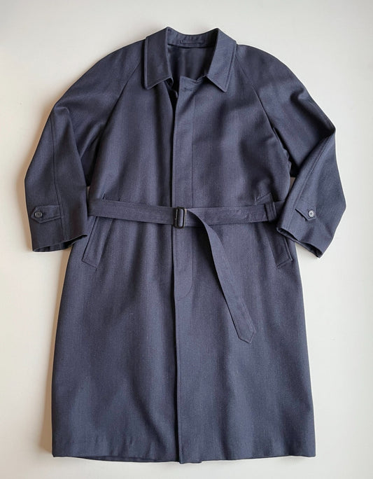 VNTG Christian Dior (42R / 44R) Slate Blue 100% Wool Twill Balmacaan Over Coat