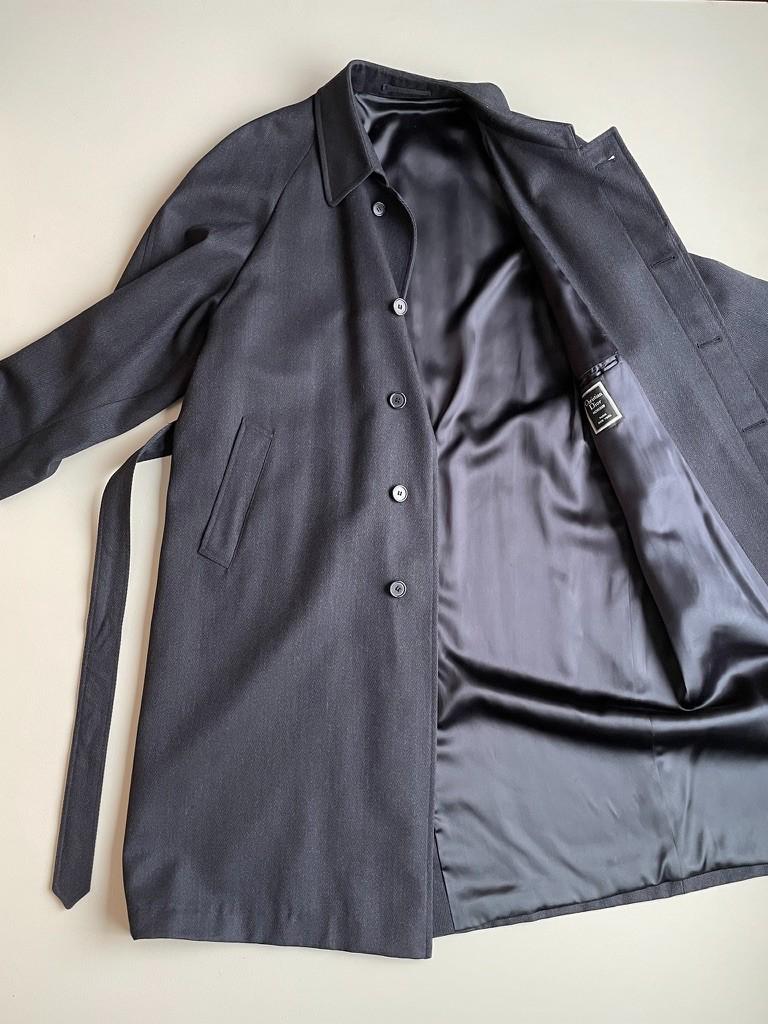 VNTG Christian Dior (42R / 44R) Slate Blue 100% Wool Twill Balmacaan Over Coat
