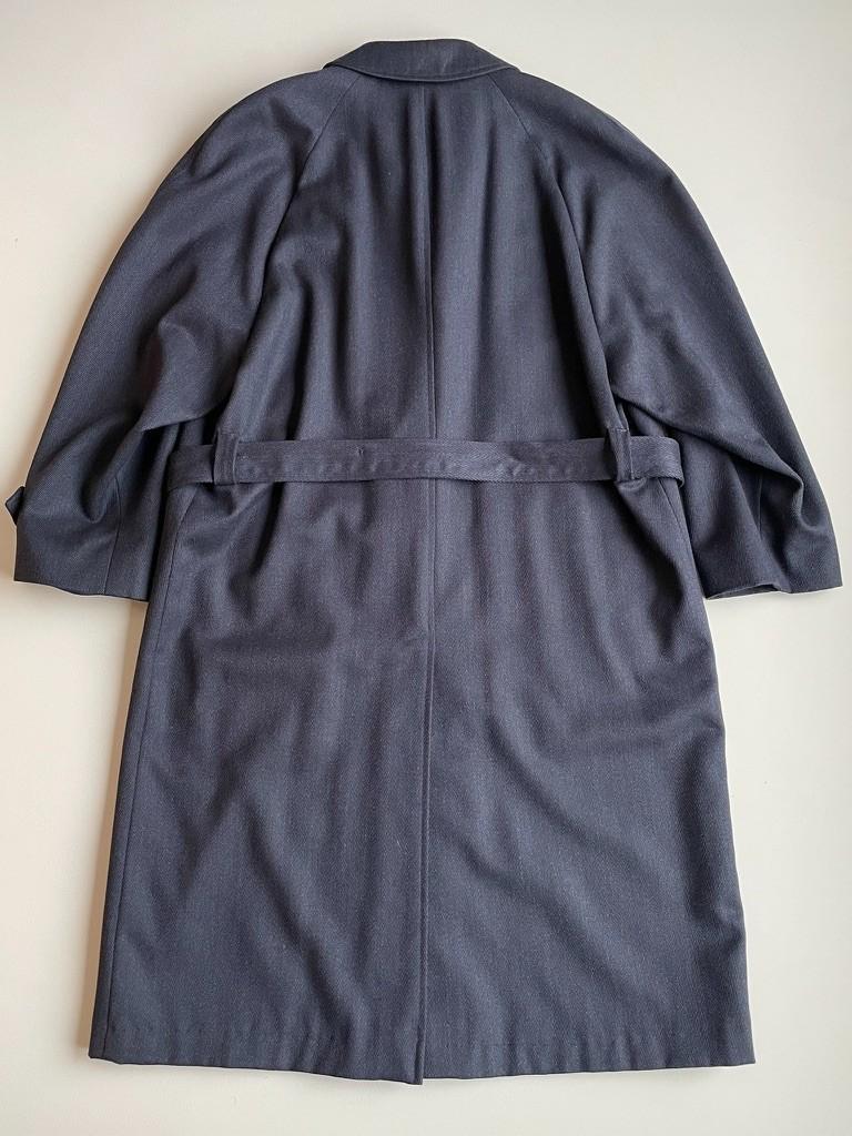 VNTG Christian Dior (42R / 44R) Slate Blue 100% Wool Twill Balmacaan Over Coat