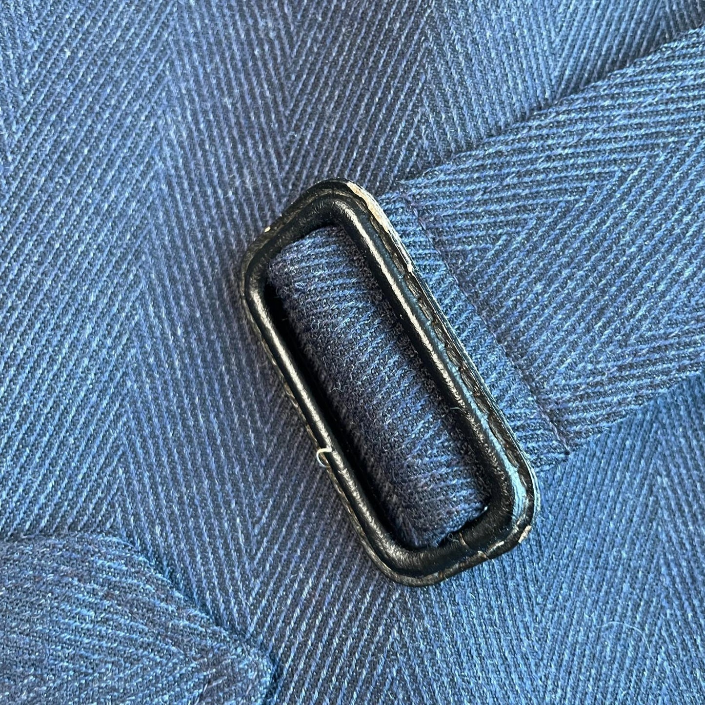 VNTG Christian Dior (42R / 44R) Slate Blue 100% Wool Twill Balmacaan Over Coat