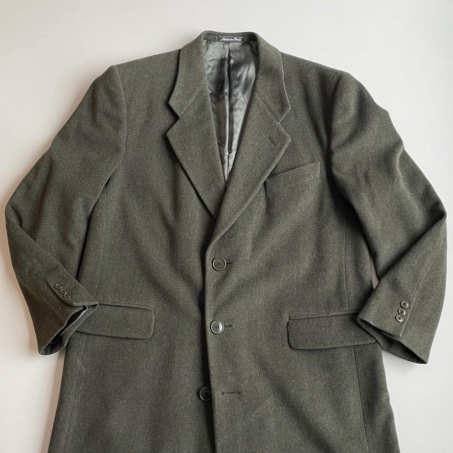 VNTG Giorgio Armani Le Collezioni (52 /42) Moss Green Wool Cashmere Over Coat