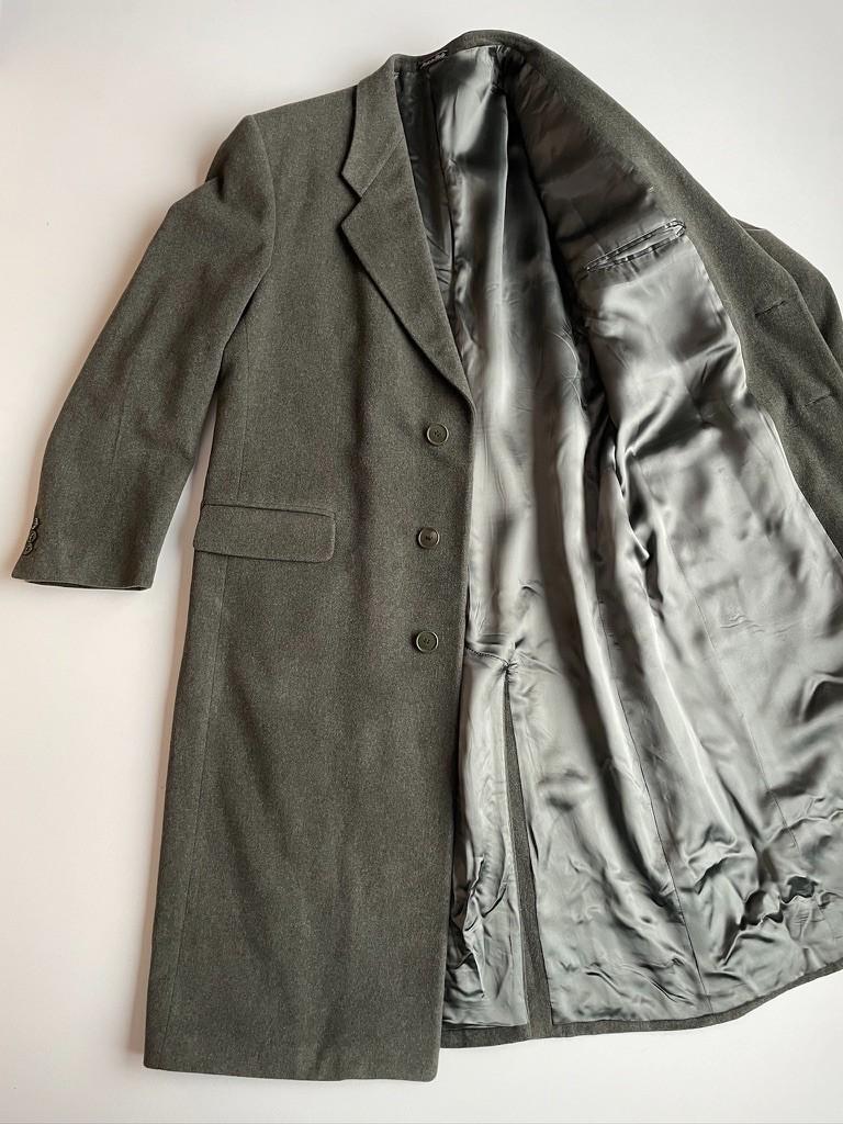 VNTG Giorgio Armani Le Collezioni (52 /42) Moss Green Wool Cashmere Over Coat