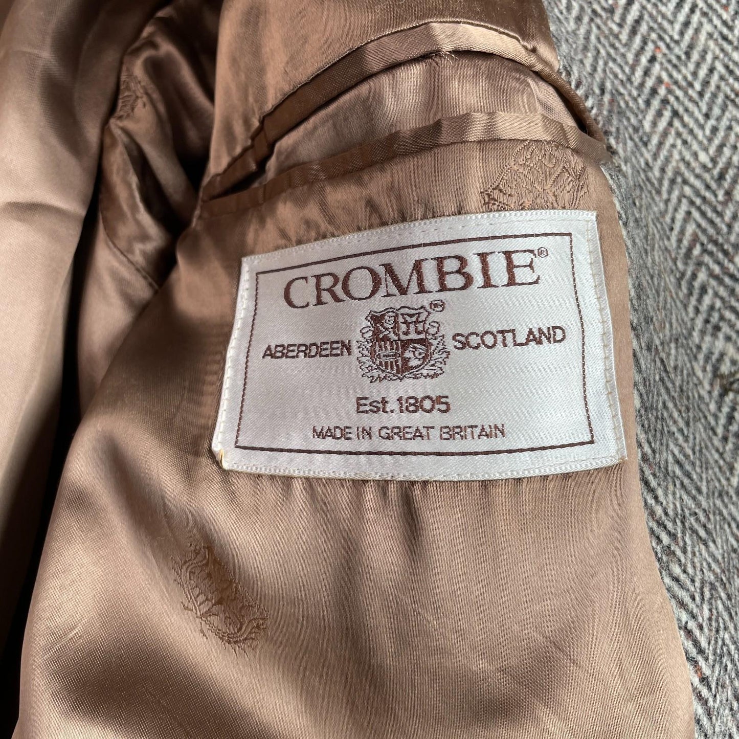VNTG Crombie (42R) Wool Donegal Herringbone Tweed Flecked Balmacaan Overcoat