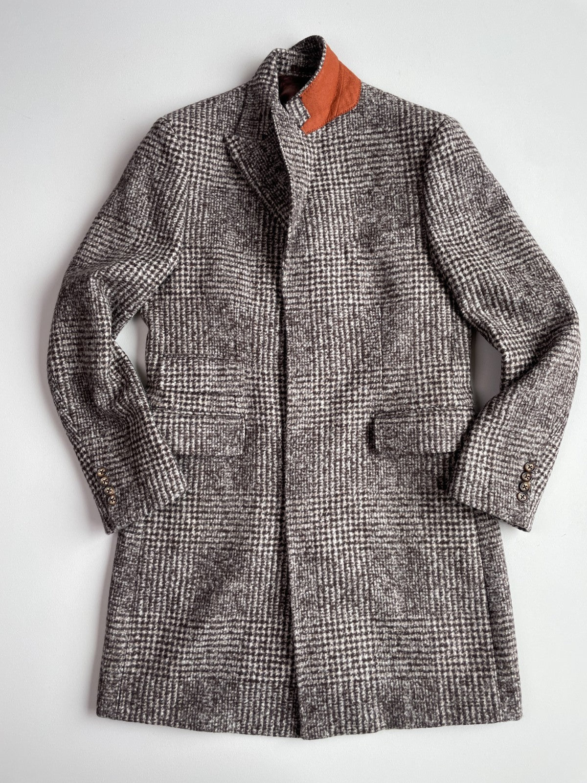 NWOT Paul Stuart (40R) Wool Baby Alpaca Maroon Melange 4 Pocket Topcoat