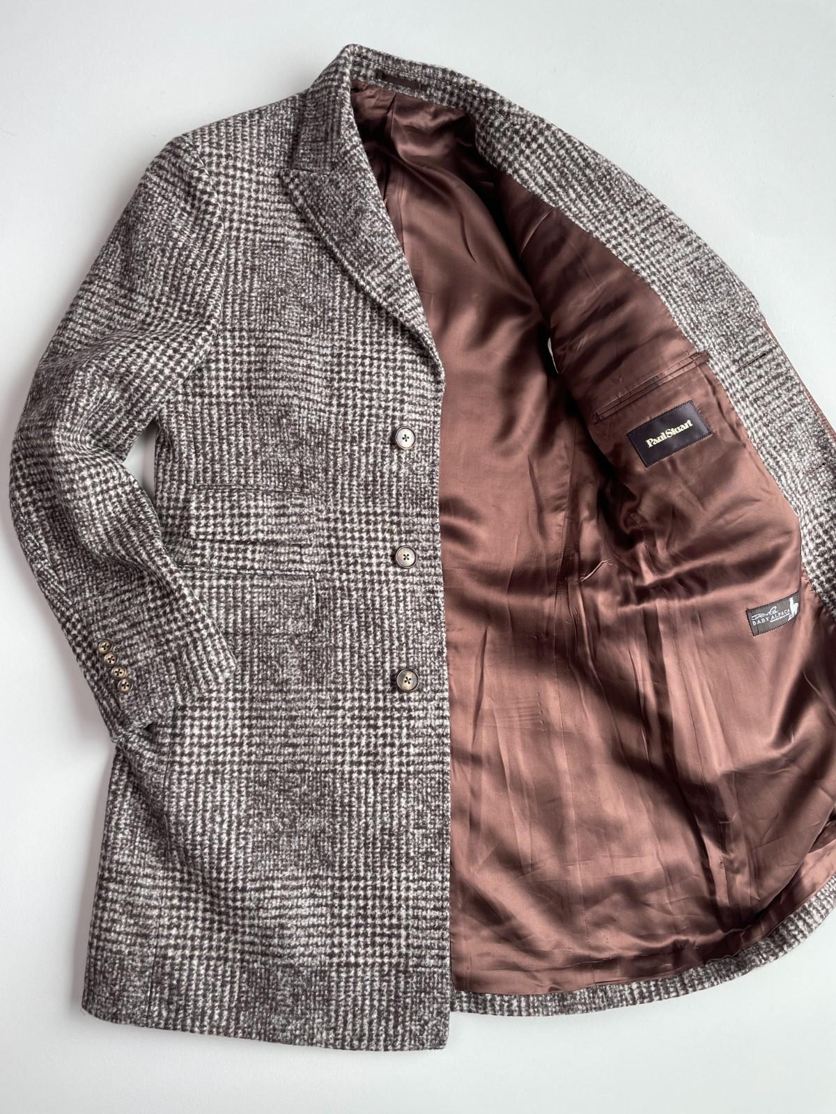NWOT Paul Stuart (40R) Wool Baby Alpaca Maroon Melange 4 Pocket Topcoat