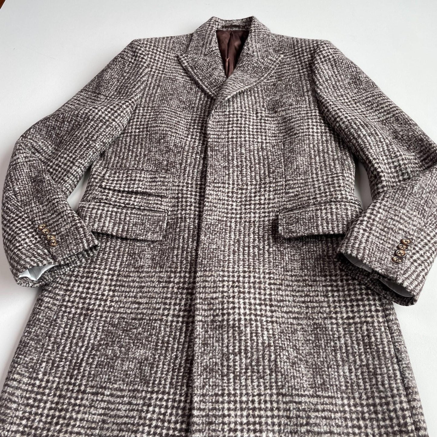 NWOT Paul Stuart (40R) Wool Baby Alpaca Maroon Melange 4 Pocket Topcoat