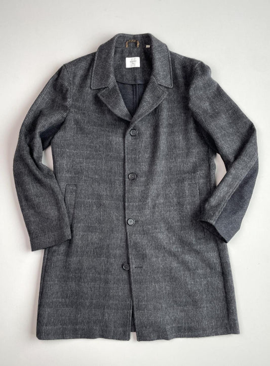 NWOT Billy Reid (XL) Wool/Cashmere Check Brushed Walking Topcoat