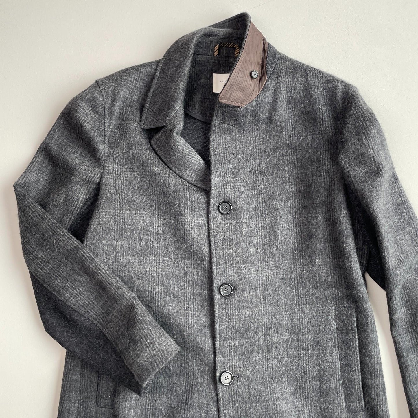 NWOT Billy Reid (XL) Wool/Cashmere Check Brushed Walking Topcoat