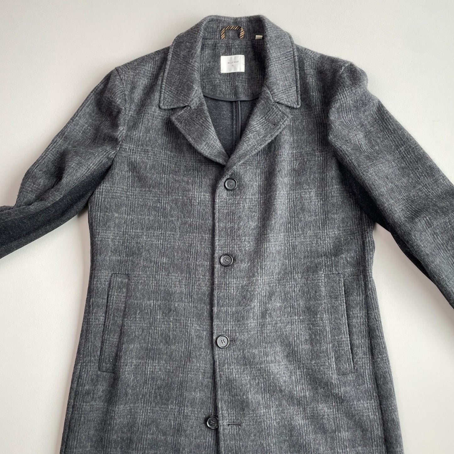 NWOT Billy Reid (XL) Wool/Cashmere Check Brushed Walking Topcoat