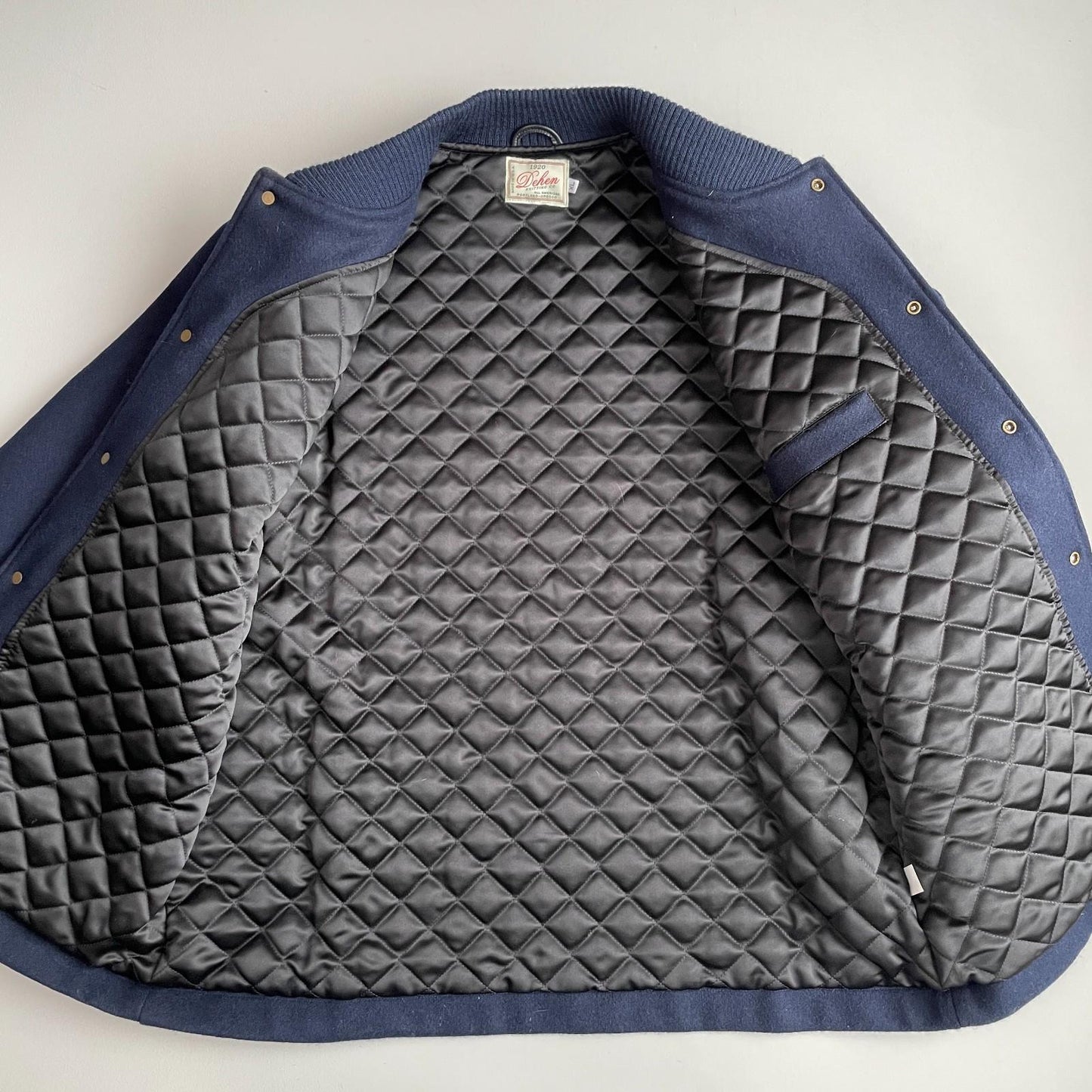 Dehen 1920 (XL) Navy Blue 100% Wool Ribbed Field Jacket Coat