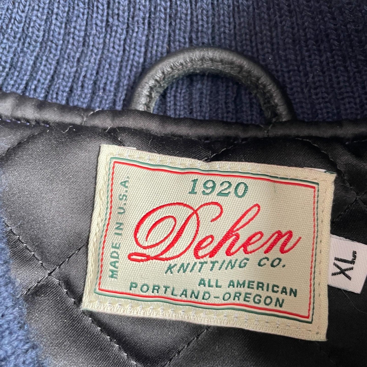 Dehen 1920 (XL) Navy Blue 100% Wool Ribbed Field Jacket Coat