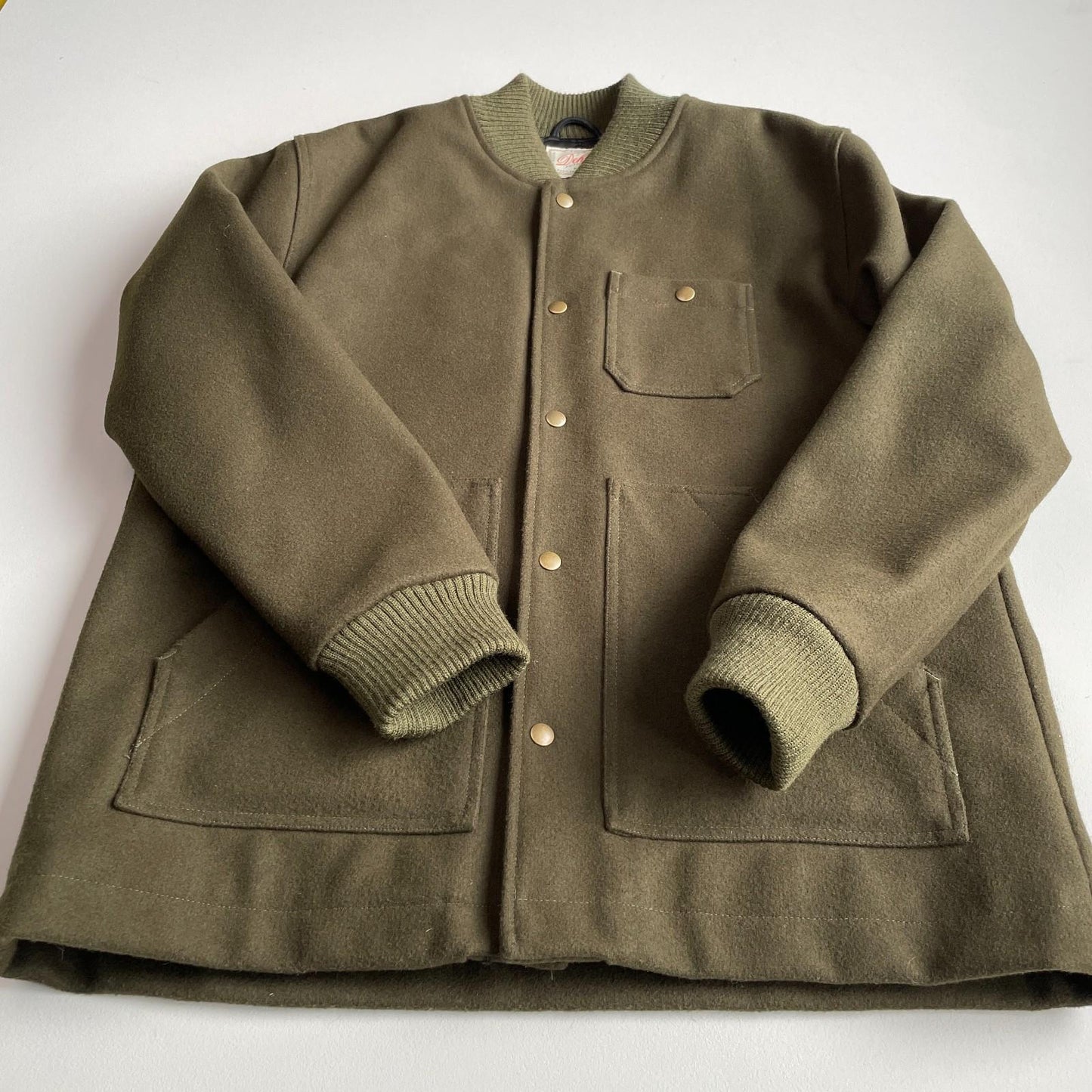 Dehen 1920 (XL) Army Green 100% Wool Ribbed Field Jacket Coat