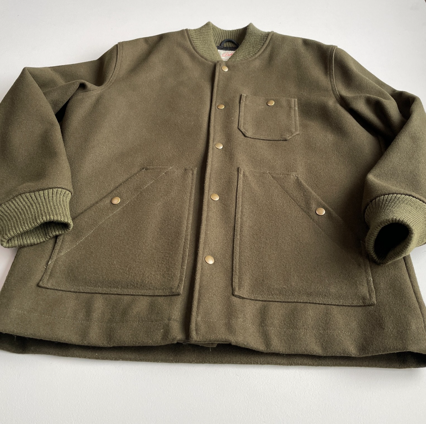 Dehen 1920 (XL) Army Green 100% Wool Ribbed Field Jacket Coat