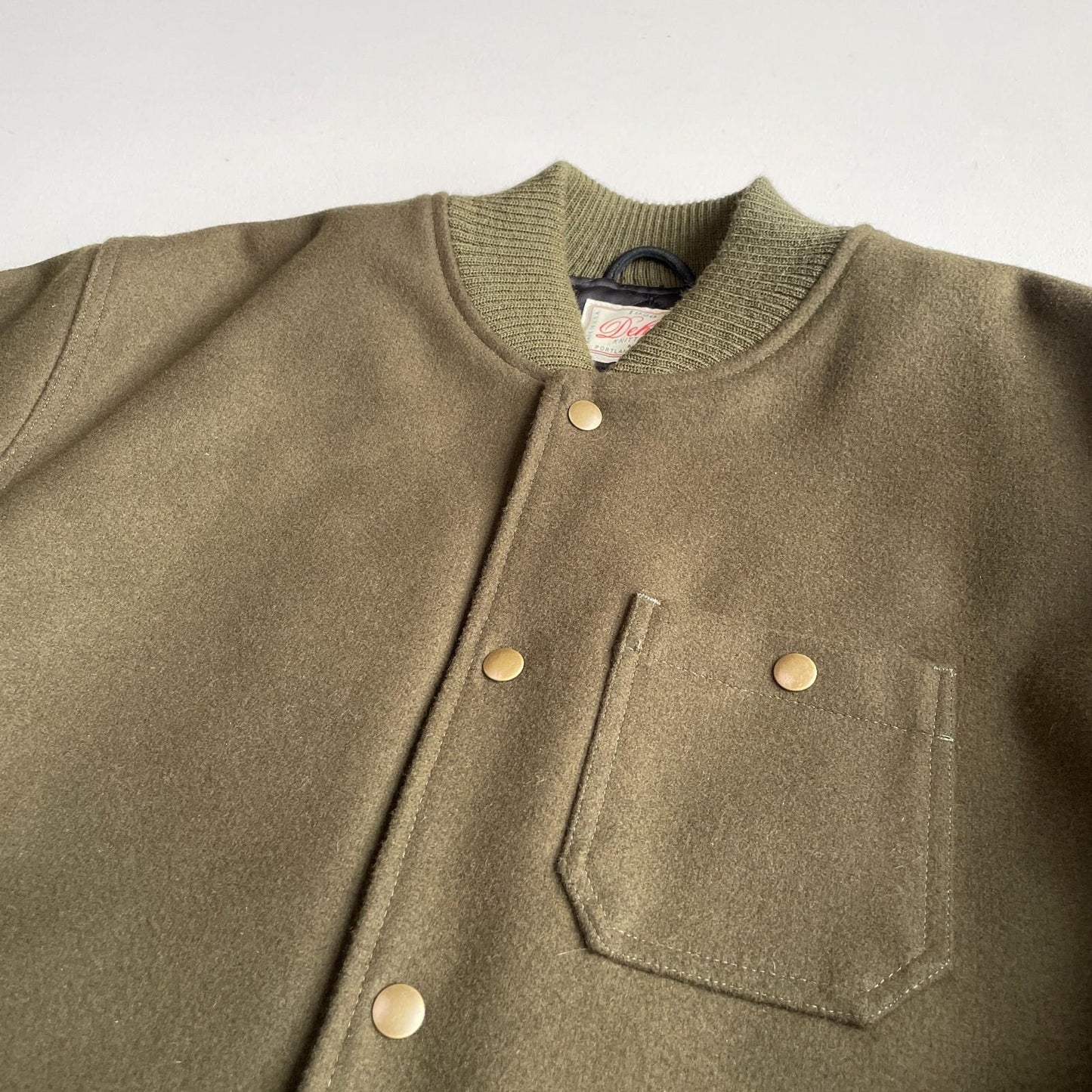 Dehen 1920 (XL) Army Green 100% Wool Ribbed Field Jacket Coat