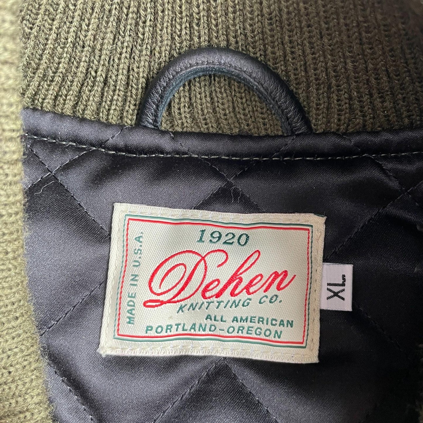 Dehen 1920 (XL) Army Green 100% Wool Ribbed Field Jacket Coat