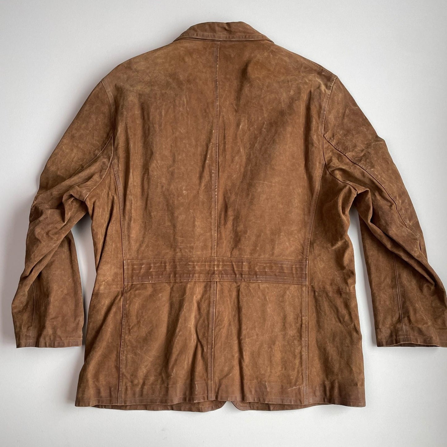 Polo Ralph Lauren (2XL) Leather Roughout Half-Norfolk Tawny Field Jacket Coat