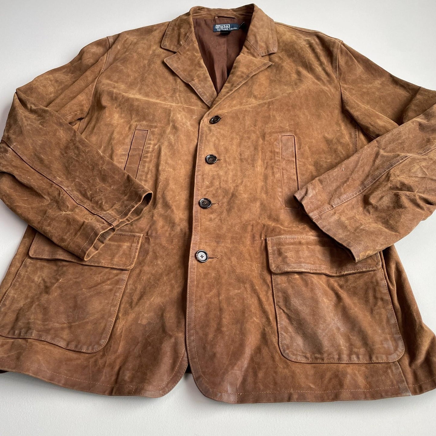 Polo Ralph Lauren (2XL) Leather Roughout Half-Norfolk Tawny Field Jacket Coat