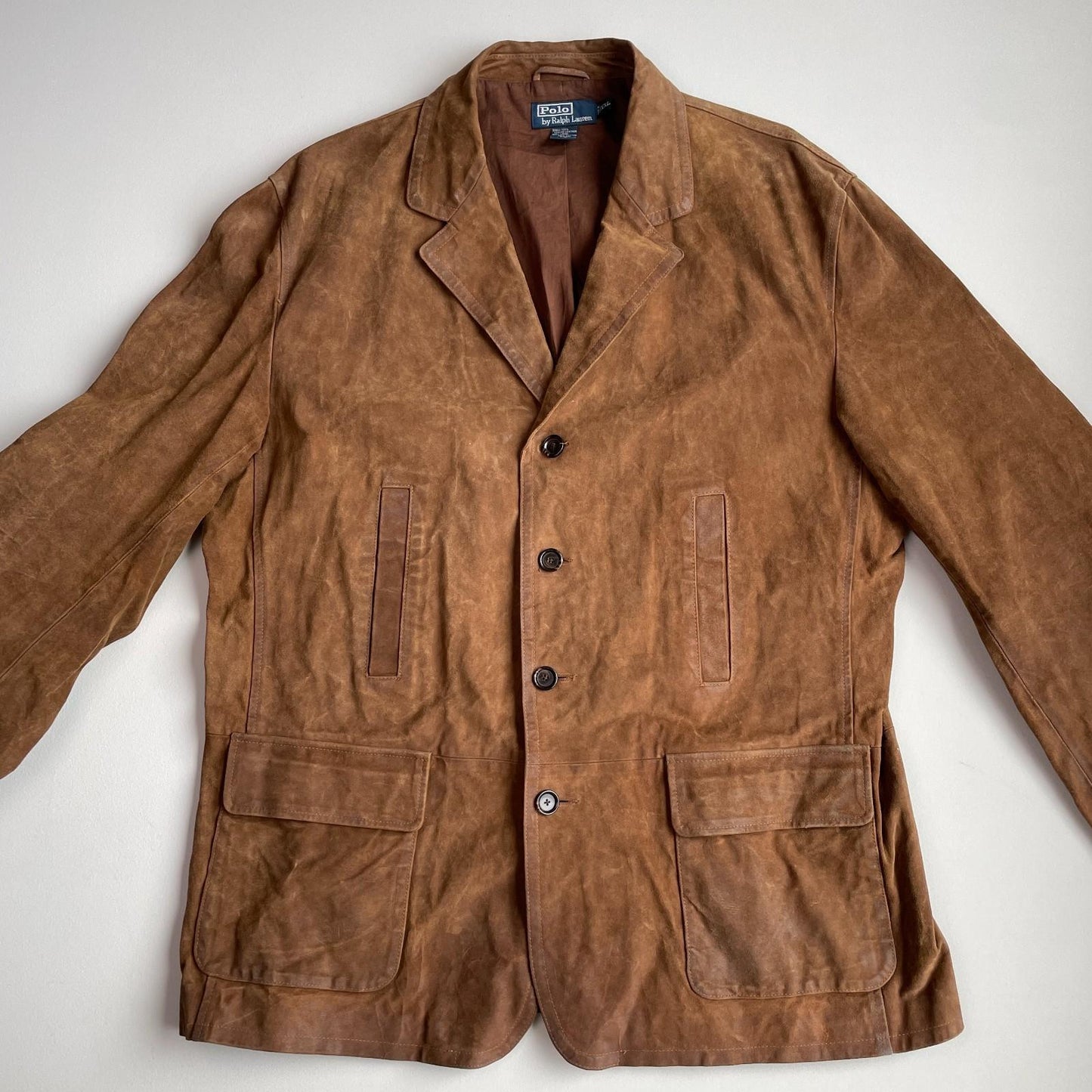 Polo Ralph Lauren (2XL) Leather Roughout Half-Norfolk Tawny Field Jacket Coat